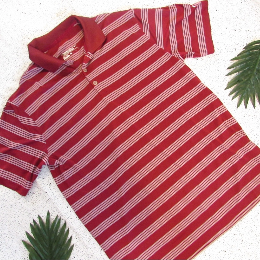 NIKE GOLF Red and White Striped Polo Shirt